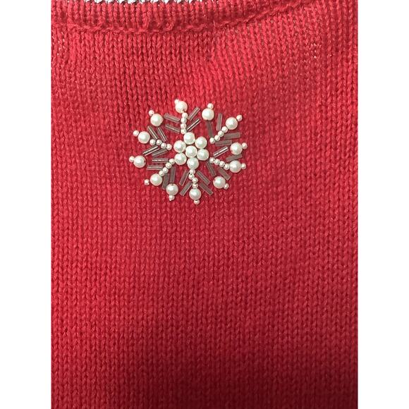 Vintage All Points Beaded Christmas Sweater Button Front Womens Sz Medium - Picture 7 of 9